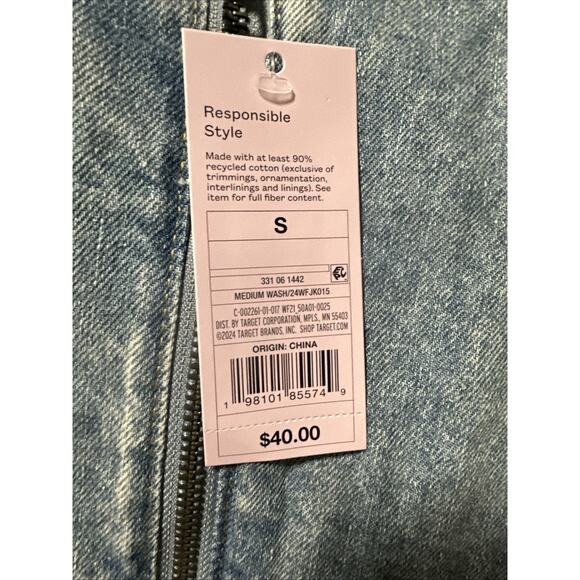 Wild Fable Women's Heavyweight Denim Oversized Bomber Jacket Size Small Blue - Picture 4 of 4